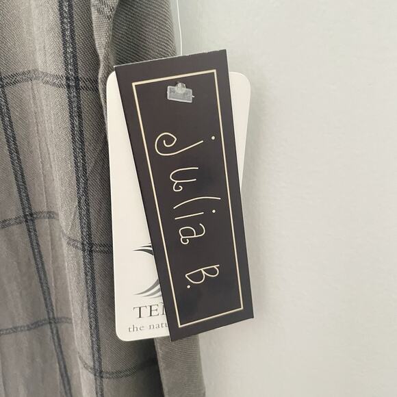 NWT Maxi Dress XL Gray Windowpane Plaid Tencel Sleeveless Side Slit Minimalist - Picture 5 of 8